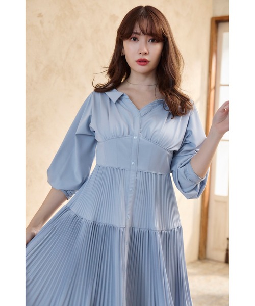 Pleated Open Shirt Dress（ワンピース）｜Her lip to（ハーリップ