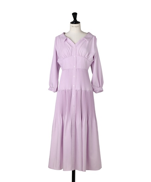 Pleated Open Shirt Dress（ワンピース）｜Her lip to（ハーリップ