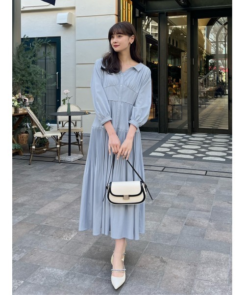 Pleated Open Shirt Dress（ワンピース）｜Her lip to（ハーリップ