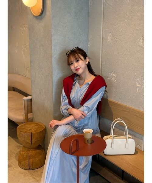 Her lip to(ハーリップトゥー)の「Pleated Open Shirt Dress(ワンピース・レディース・スカイブルー/ホワイト系/ベージュ系/モーブ系・S/M)」の21枚目の写真