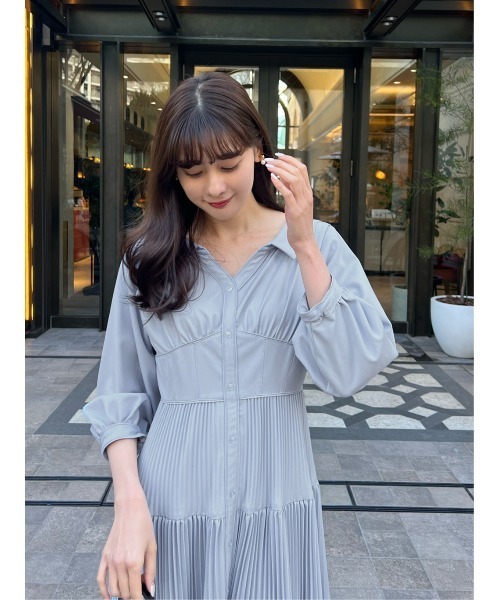 Pleated Open Shirt Dress（ワンピース）｜Her lip to（ハーリップ