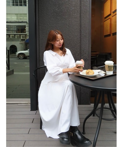 Pleated Open Shirt Dress（ワンピース）｜Her lip to（ハーリップ