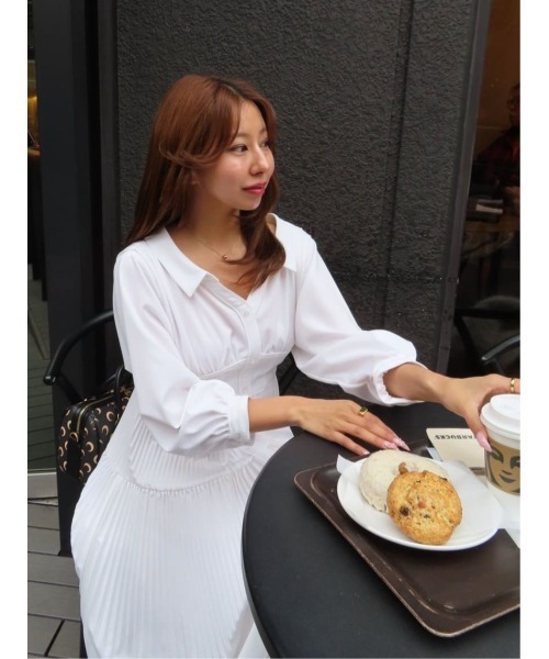 Pleated Open Shirt Dress（ワンピース）｜Her lip to（ハーリップ