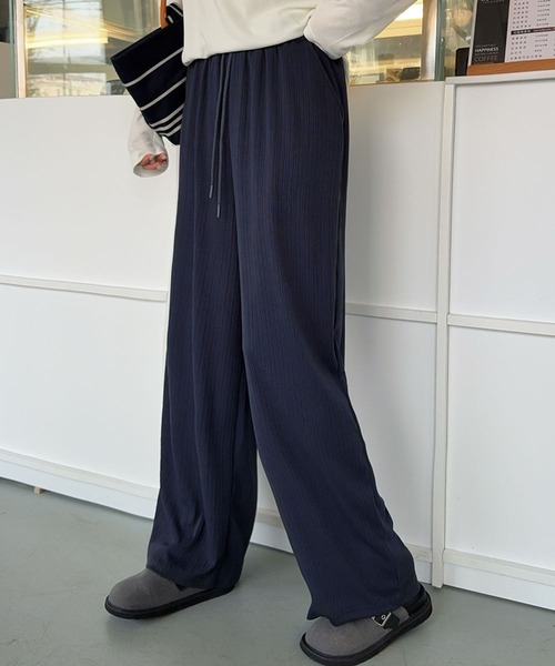 LOWO(ロワ)の「リブワイドパンツ イージーパンツ(その他パンツ・レディース・チャコールグレー/ブラック/オフホワイト/ピンクベージュ・FREE)」の11枚目の写真
