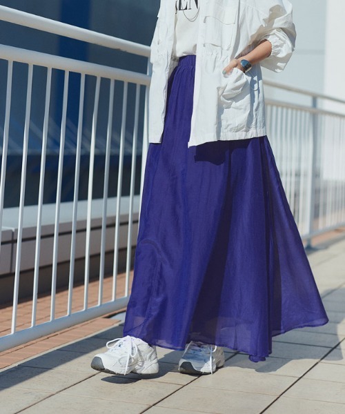RASW(ラス)の「綿シルクギャザースカート(スカート・レディース・モカ/ブルー・L/M/PM)」の1枚目の写真