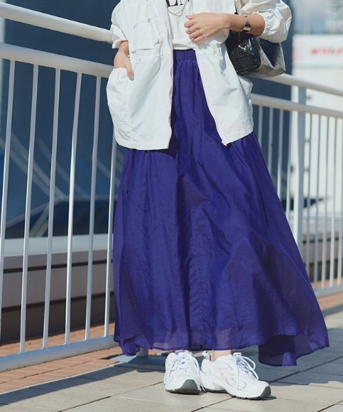 RASW(ラス)の「綿シルクギャザースカート(スカート・レディース・モカ/ブルー・L/M/PM)」の3枚目の写真