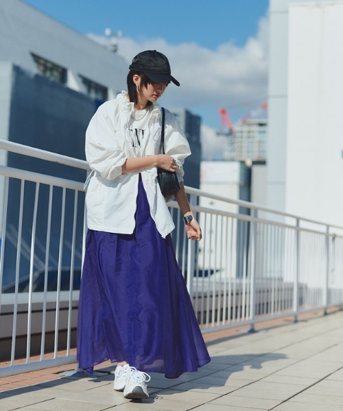 RASW(ラス)の「綿シルクギャザースカート(スカート・レディース・モカ/ブルー・L/M/PM)」の4枚目の写真