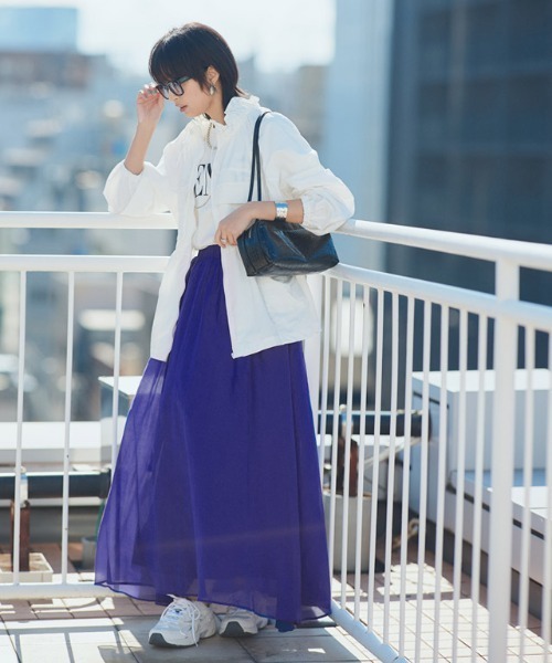 RASW(ラス)の「綿シルクギャザースカート(スカート・レディース・モカ/ブルー・L/M/PM)」の5枚目の写真