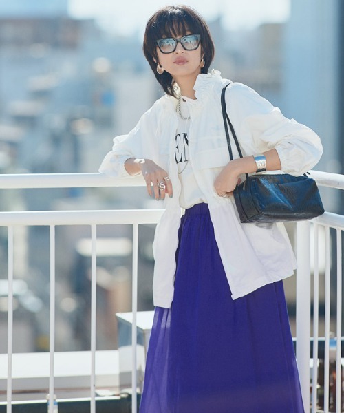 RASW(ラス)の「綿シルクギャザースカート(スカート・レディース・モカ/ブルー・L/M/PM)」の6枚目の写真