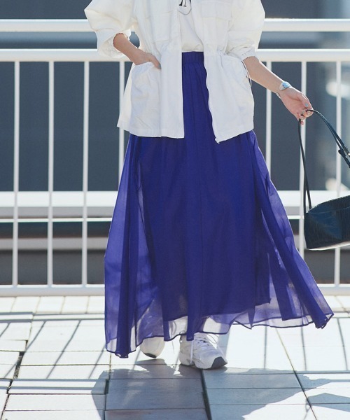 RASW(ラス)の「綿シルクギャザースカート(スカート・レディース・モカ/ブルー・L/M/PM)」の8枚目の写真