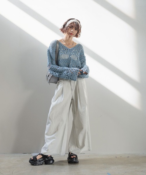 LOEWE グレー フリンジ カーディガン LOEWE ロエベフリンジニットカーディガン