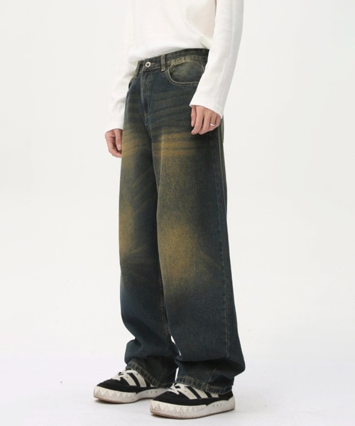 WESTBOY（ウエストボーイ）の「ヴィンテージ加工 ルーズデニムパンツ / ワイドデニムパンツ  WO25S5PT02【WB ORIGINALS】（デニムパンツ・メンズ・ブルー/ブラック/ライトブルー・L/M/XL）」の4枚目の写真