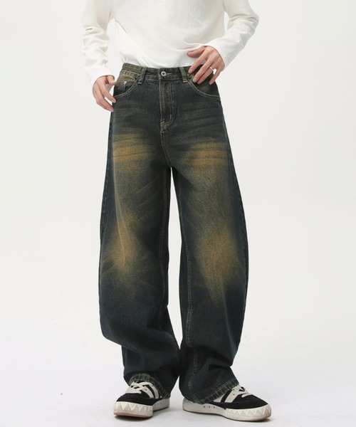 WESTBOY（ウエストボーイ）の「ヴィンテージ加工 ルーズデニムパンツ / ワイドデニムパンツ  WO25S5PT02【WB ORIGINALS】（デニムパンツ・メンズ・ブルー/ブラック/ライトブルー・L/M/XL）」の5枚目の写真