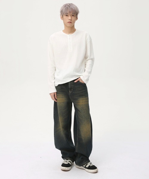 WESTBOY（ウエストボーイ）の「ヴィンテージ加工 ルーズデニムパンツ / ワイドデニムパンツ  WO25S5PT02【WB ORIGINALS】（デニムパンツ・メンズ・ブルー/ブラック/ライトブルー・L/M/XL）」の6枚目の写真