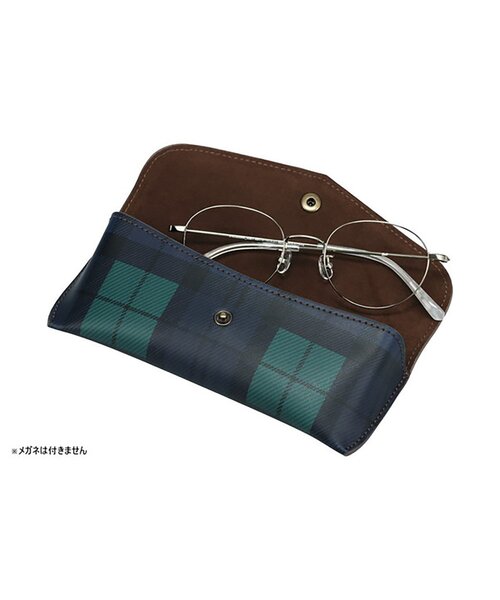 メガネケース｜サングラスケース｜チェック柄｜ポーチ｜ネイビー