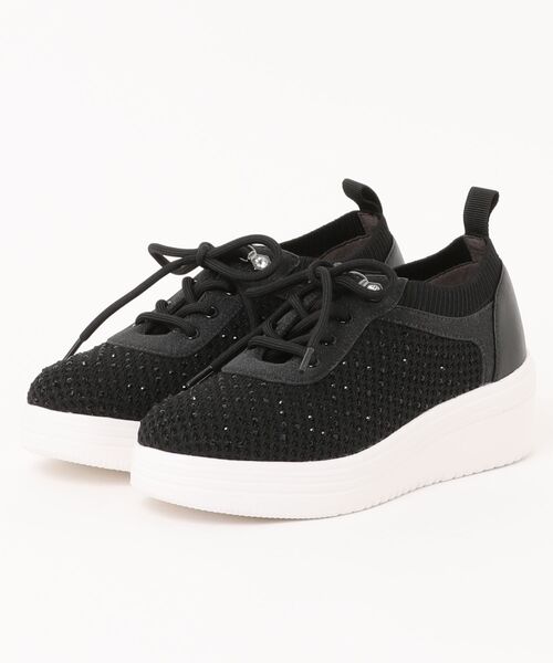 UnReef（アンリーフ）の「レースアップニットスニーカー（スニーカー・レディース・ブラック/アイボリー・22.5cm/23.5cm/24.5cm/23.0cm/24.0cm）」の2枚目の写真