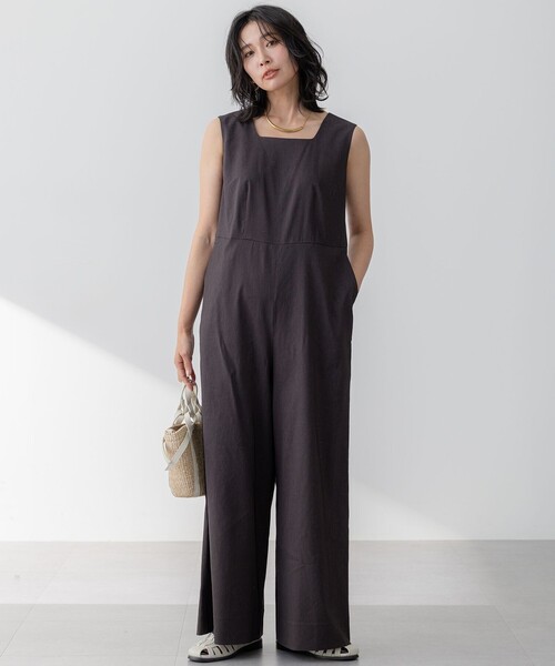 セール】【洗える】リネンレーヨンストレッチ スクエアネック