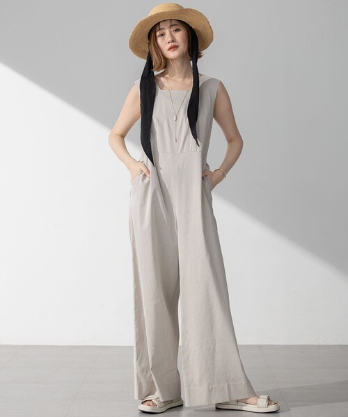 セール】【洗える】リネンレーヨンストレッチ スクエアネック