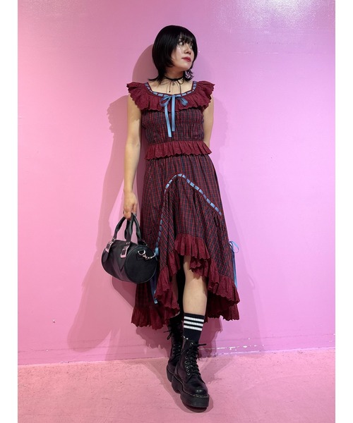 セール】リボンステッチアシメロングスカート【セットアップ対応