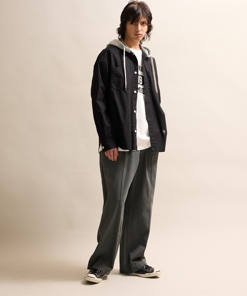 NUMBER (N)INE（ナンバーナイン）の「VINTAGE WASHED MICRO COTTON HOODIE SHIRT / ヴィンテージウォッシュ マイクロコットン フーディーシャツ（シャツ/ブラウス・メンズ・ブラック/オリーブ・2/3/4）」の4枚目の写真