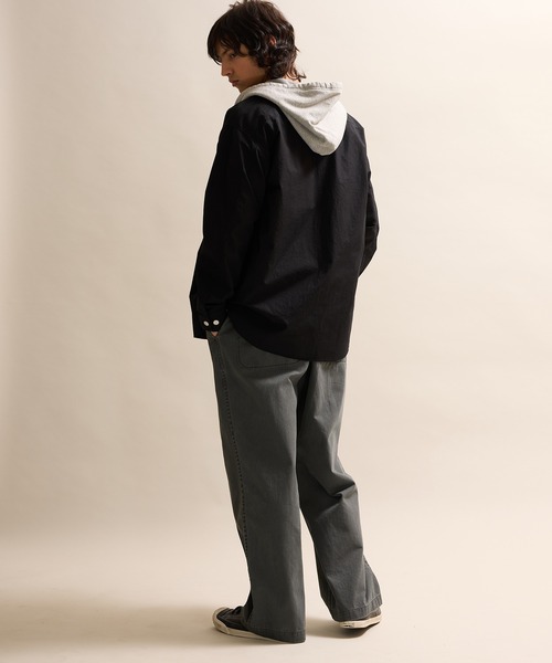 NUMBER (N)INE（ナンバーナイン）の「VINTAGE WASHED MICRO COTTON HOODIE SHIRT / ヴィンテージウォッシュ マイクロコットン フーディーシャツ（シャツ/ブラウス・メンズ・ブラック/オリーブ・2/3/4）」の6枚目の写真
