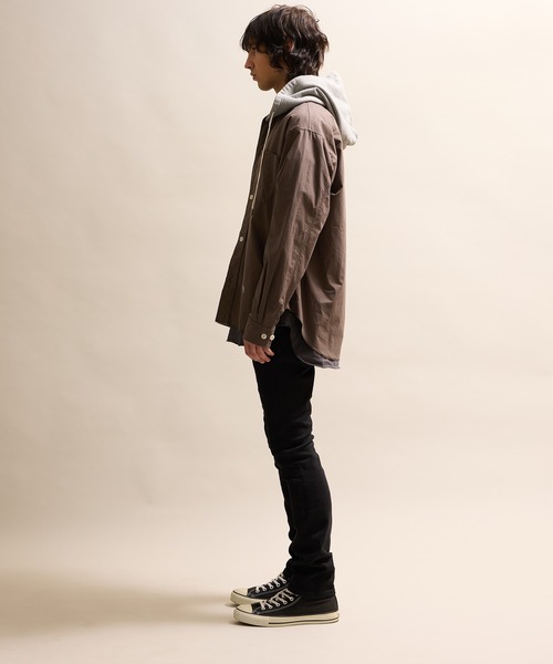 NUMBER (N)INE（ナンバーナイン）の「VINTAGE WASHED MICRO COTTON HOODIE SHIRT / ヴィンテージウォッシュ マイクロコットン フーディーシャツ（シャツ/ブラウス・メンズ・ブラック/オリーブ・2/3/4）」の13枚目の写真