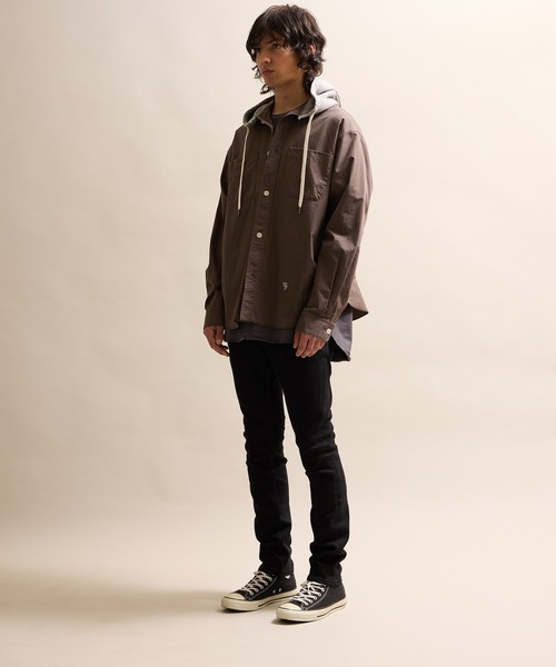 NUMBER (N)INE（ナンバーナイン）の「VINTAGE WASHED MICRO COTTON HOODIE SHIRT / ヴィンテージウォッシュ マイクロコットン フーディーシャツ（シャツ/ブラウス・メンズ・ブラック/オリーブ・2/3/4）」の12枚目の写真