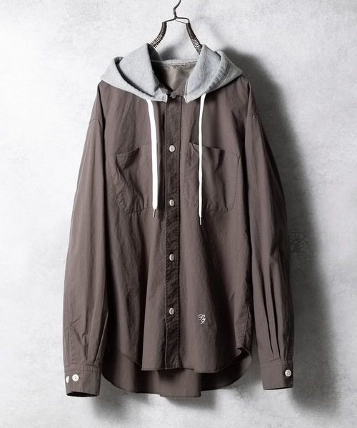 NUMBER (N)INE（ナンバーナイン）の「VINTAGE WASHED MICRO COTTON HOODIE SHIRT / ヴィンテージウォッシュ マイクロコットン フーディーシャツ（シャツ/ブラウス・メンズ・ブラック/オリーブ・2/3/4）」の7枚目の写真