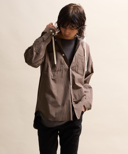 NUMBER (N)INE（ナンバーナイン）の「VINTAGE WASHED MICRO COTTON HOODIE SHIRT / ヴィンテージウォッシュ マイクロコットン フーディーシャツ（シャツ/ブラウス・メンズ・ブラック/オリーブ・2/3/4）」の15枚目の写真