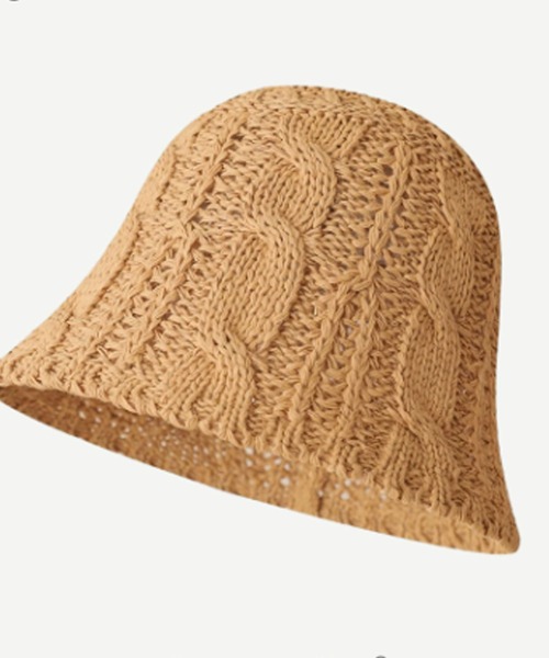ROOPTOKYO（ループトウキョウ）の「透かし編み ニットサーモハット ビックサイズバケットハット（ハット・レディース・ベージュ/ブラック/アイボリー/ブルー/オフホワイト/ピンク・FREE）」の5枚目の写真