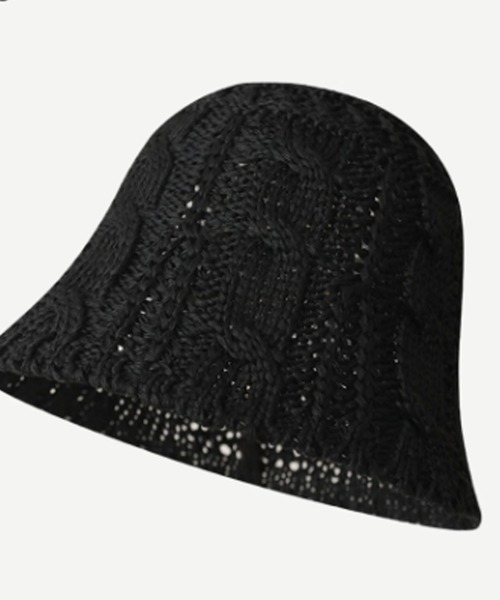 ROOPTOKYO（ループトウキョウ）の「透かし編み ニットサーモハット ビックサイズバケットハット（ハット・レディース・ベージュ/ブラック/アイボリー/ブルー/オフホワイト/ピンク・FREE）」の4枚目の写真