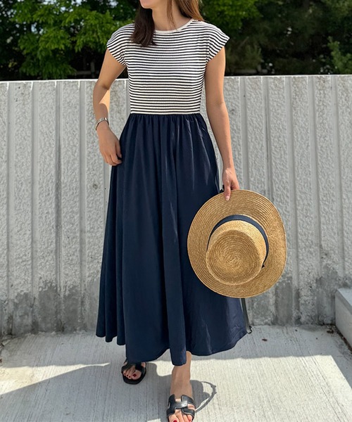 ST.ROONEY(セントルーニー)の「フレンチリブトップワンピース【低身長・小柄女性向け】(ワンピース・レディース・ホワイト×ネイビー/ホワイト/ホワイト系その他/ブラック/ブラック系その他・XS)」の9枚目の写真