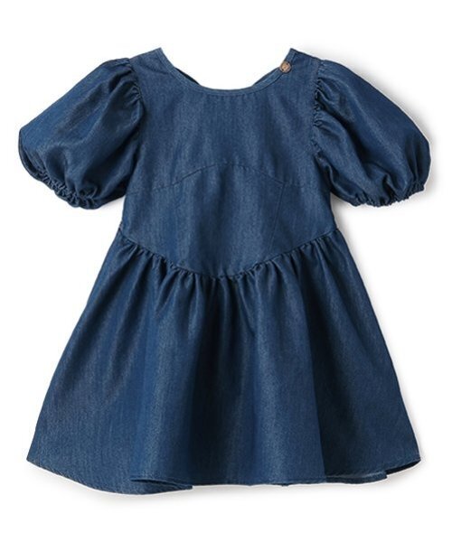 petit main（プティマイン）の「袖パフペプラムワンピース（ワンピース・キッズ・ブルー/オフホワイト・130cm/110cm/100cm/120cm/90cm/80ｃｍ）」の6枚目の写真