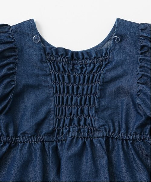 petit main（プティマイン）の「袖パフペプラムワンピース（ワンピース・キッズ・ブルー/オフホワイト・130cm/110cm/100cm/120cm/90cm/80ｃｍ）」の8枚目の写真