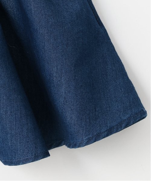 petit main（プティマイン）の「袖パフペプラムワンピース（ワンピース・キッズ・ブルー/オフホワイト・130cm/110cm/100cm/120cm/90cm/80ｃｍ）」の10枚目の写真