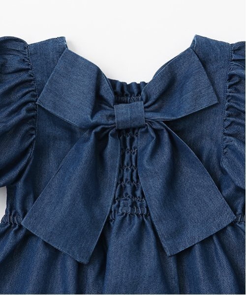 petit main（プティマイン）の「袖パフペプラムワンピース（ワンピース・キッズ・ブルー/オフホワイト・130cm/110cm/100cm/120cm/90cm/80ｃｍ）」の11枚目の写真