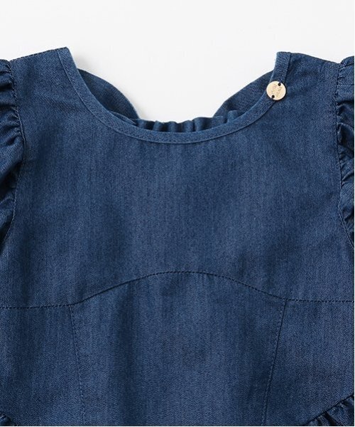 petit main（プティマイン）の「袖パフペプラムワンピース（ワンピース・キッズ・ブルー/オフホワイト・130cm/110cm/100cm/120cm/90cm/80ｃｍ）」の12枚目の写真