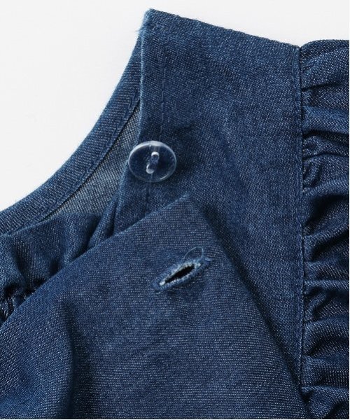 petit main（プティマイン）の「袖パフペプラムワンピース（ワンピース・キッズ・ブルー/オフホワイト・130cm/110cm/100cm/120cm/90cm/80ｃｍ）」の13枚目の写真