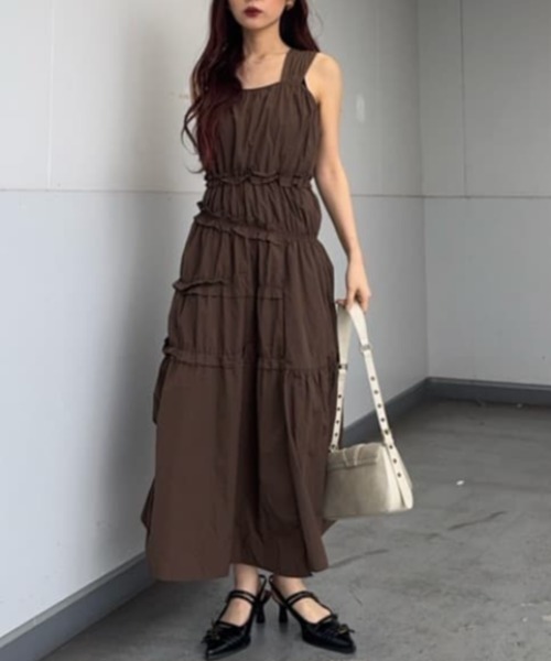 SLY | ASYMMETRY FRILL ロングワンピース (ワンピース(ロング