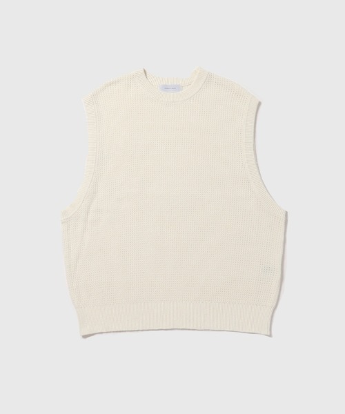 ADAM ET ROPE'（アダムエロペ）の「コットンリネン メッシュ編み ニットベスト / ロングシーズン着用可能（ベスト・メンズ・ブラック/オフホワイト/ベージュ・FREE）」の2枚目の写真