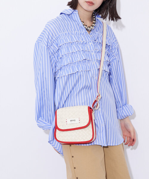 GRAIN(グレイン)の「【GRAIN/グレイン】2WAYクロス編みショルダーバック(ショルダーバッグ・レディース・ブラウン/アイボリー/グリーン・FREE)」の6枚目の写真