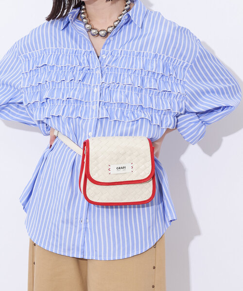 GRAIN(グレイン)の「【GRAIN/グレイン】2WAYクロス編みショルダーバック(ショルダーバッグ・レディース・ブラウン/アイボリー/グリーン・FREE)」の8枚目の写真