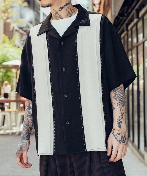 Subciety（サブサエティ）の「Hand stitch panel shirt（シャツ/ブラウス・メンズ・グリーン/ブラック/ブラウン・SMALL/MEDIUM/LARGE/X-LARGE）」の2枚目の写真