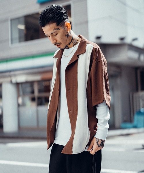 Subciety（サブサエティ）の「Hand stitch panel shirt（シャツ/ブラウス・メンズ・グリーン/ブラック/ブラウン・SMALL/MEDIUM/LARGE/X-LARGE）」の13枚目の写真