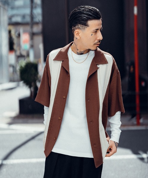 Subciety（サブサエティ）の「Hand stitch panel shirt（シャツ/ブラウス・メンズ・グリーン/ブラック/ブラウン・SMALL/MEDIUM/LARGE/X-LARGE）」の12枚目の写真