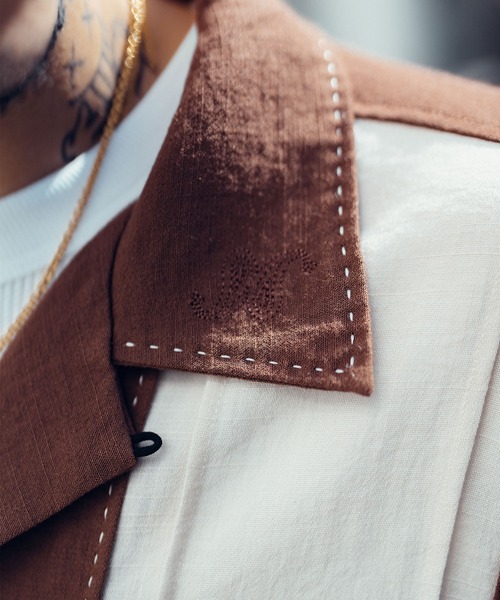 Subciety（サブサエティ）の「Hand stitch panel shirt（シャツ/ブラウス・メンズ・グリーン/ブラック/ブラウン・SMALL/MEDIUM/LARGE/X-LARGE）」の11枚目の写真