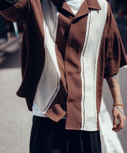 Subciety（サブサエティ）の「Hand stitch panel shirt（シャツ/ブラウス・メンズ・グリーン/ブラック/ブラウン・SMALL/MEDIUM/LARGE/X-LARGE）」の10枚目の写真