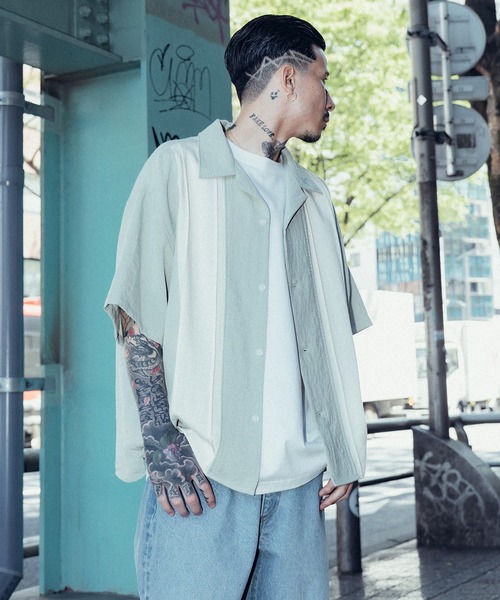 Subciety（サブサエティ）の「Hand stitch panel shirt（シャツ/ブラウス・メンズ・グリーン/ブラック/ブラウン・SMALL/MEDIUM/LARGE/X-LARGE）」の6枚目の写真