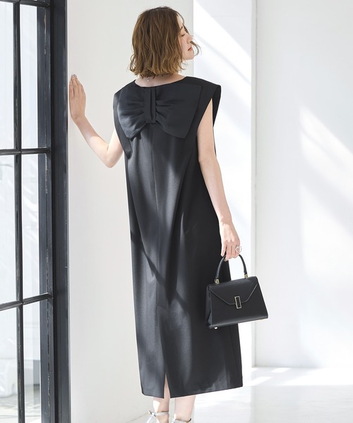 セール】洗える ストレッチ ｜ バック リボン コクーン ワンピ