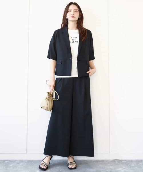 MK MICHEL KLEIN（エムケーミッシェルクラン）の「ドライリネンライクワイドパンツ/洗える（その他パンツ・レディース・ブラック/カーキ・38）」の6枚目の写真